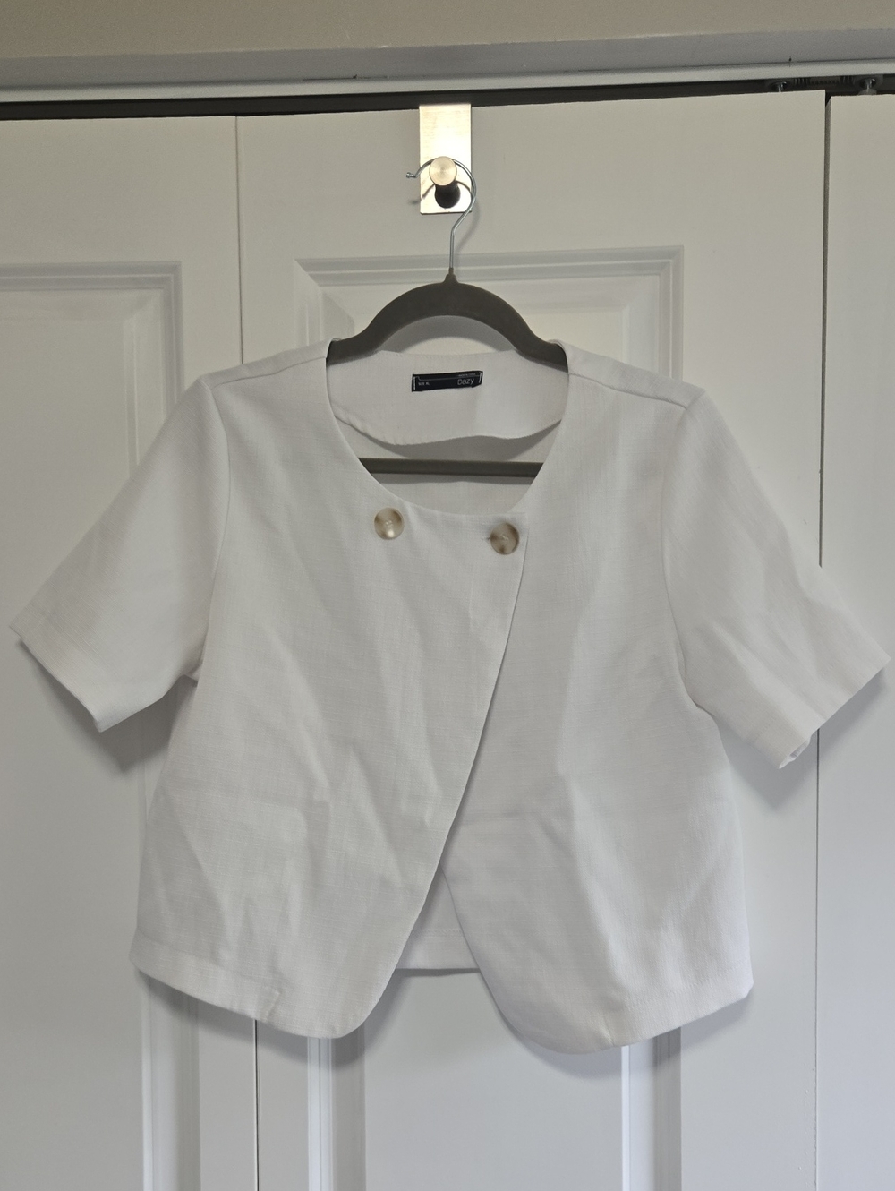 White Short-Sleeve Crop Jacket Xl